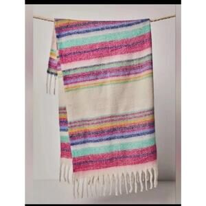 New Free People Throw Blanket 60”x50” Ultra Soft Fuzzy Cottage Boho Cozy Fringe